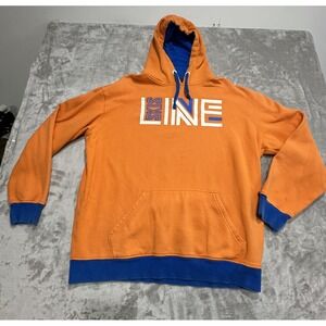 Line Skis Hoodie Men's Size 2XL* Orange Blue Drawstring Pocket Long Sleeve Heavy